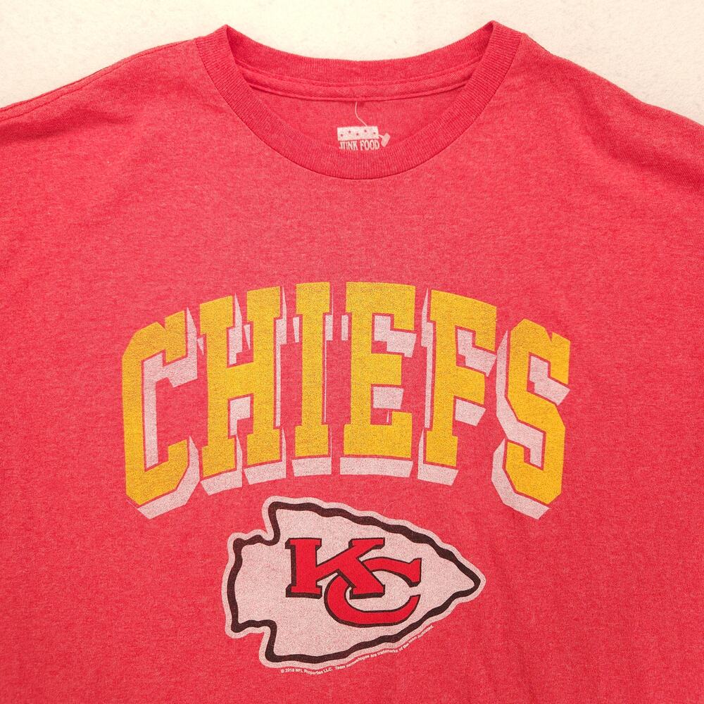 Junk Food Kansas City Chiefs Crew Neck Graphic Football Shirt Mens Size XL Red